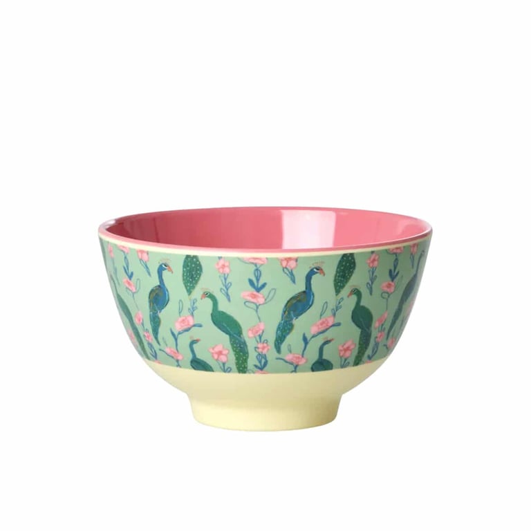 Rice Kleine Melamin Schüssel Peacock Power Print, grün