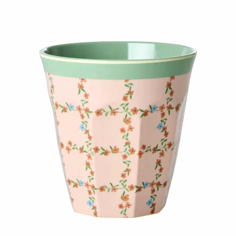 Rice Medium Melamin Becher All You Need is Love and..., Checkered Stencil Print