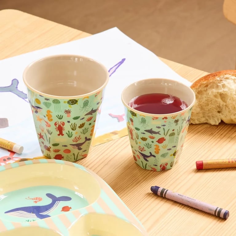 Rice Melamin Becher Medium Blue Ocean Print 1