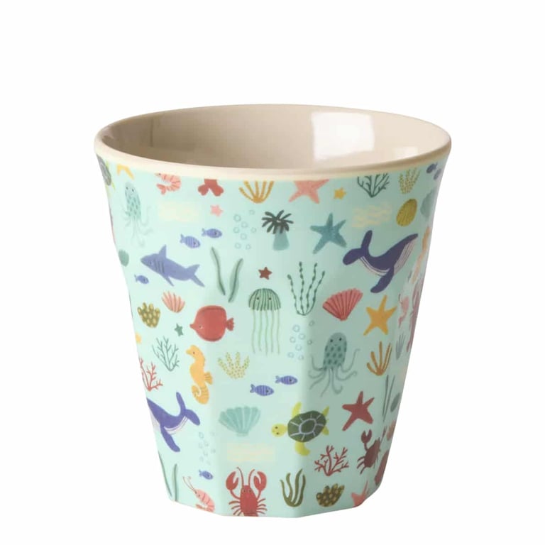 Rice Melamin Becher Medium Blue Ocean Print