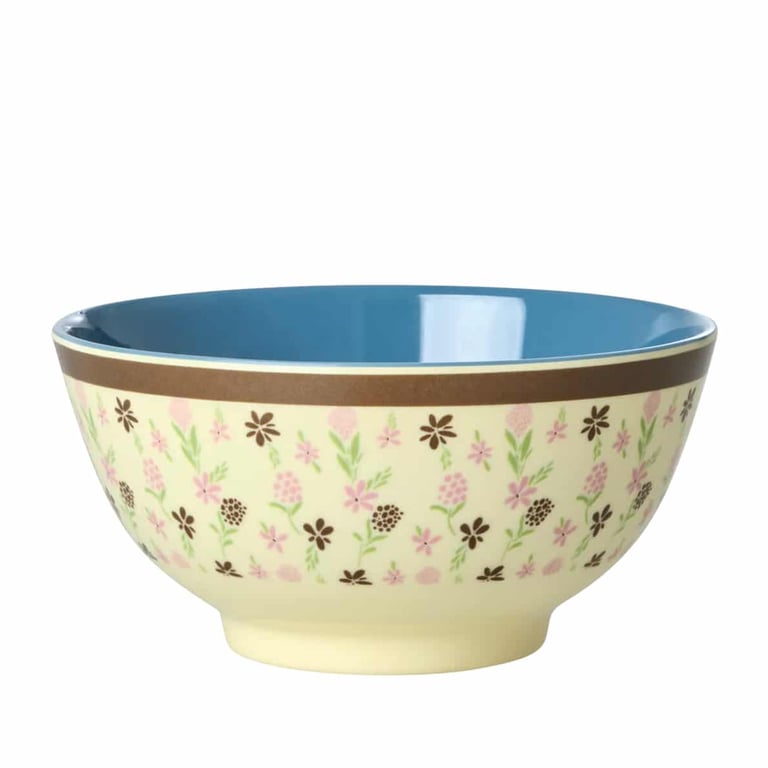 Rice Mittelgroße Melamin Schüssel Hacienda Flower Print, creme