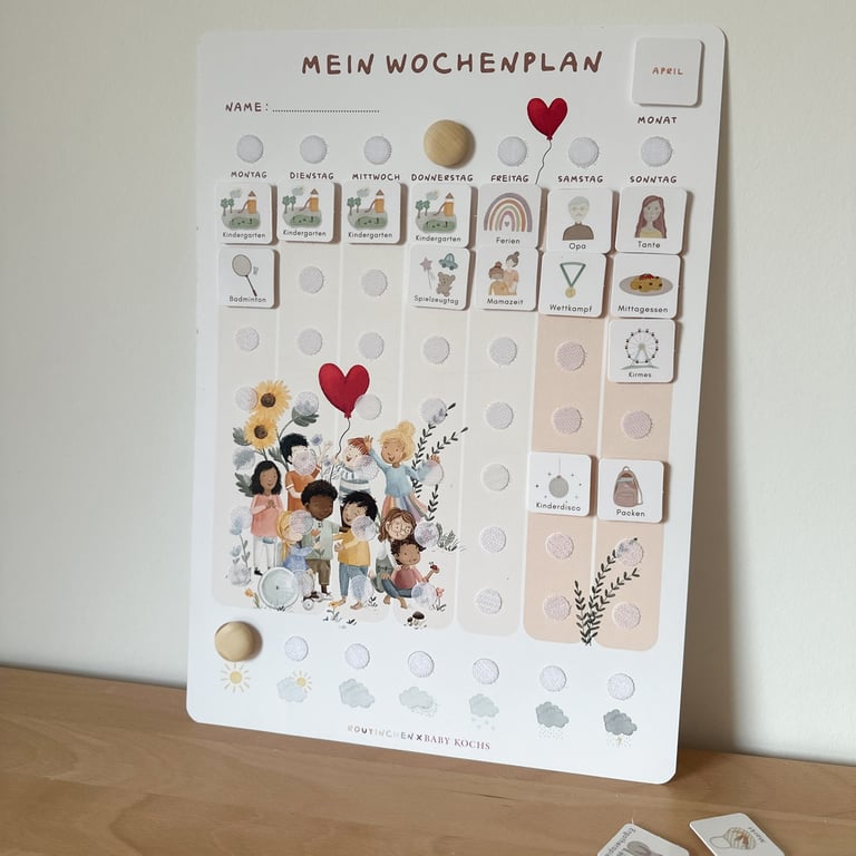 Routinchen x Baby Kochs Love Wochenplaner A3 Herzbunt