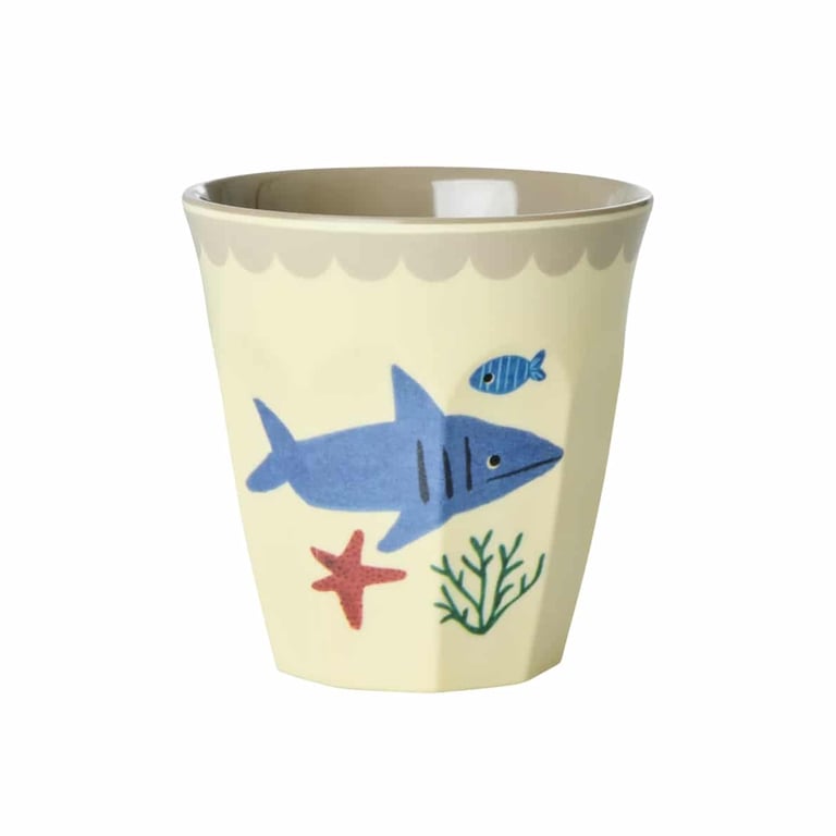 Rice Melamin Kleiner Kinderbecher Blue Shark Print