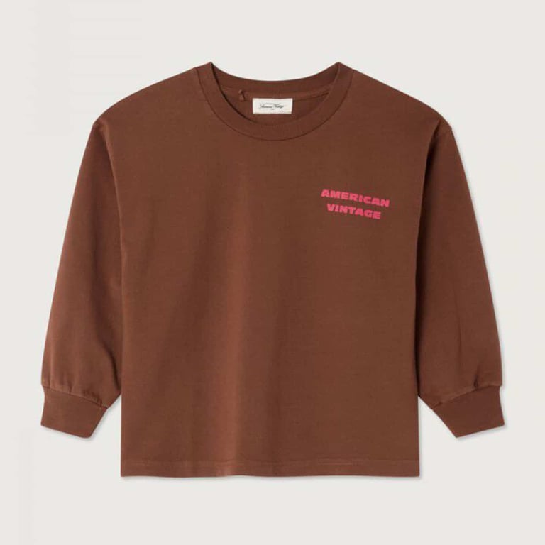 American Vintage Longsleeve Shirt Fizvalley mit Print, noyer vintage