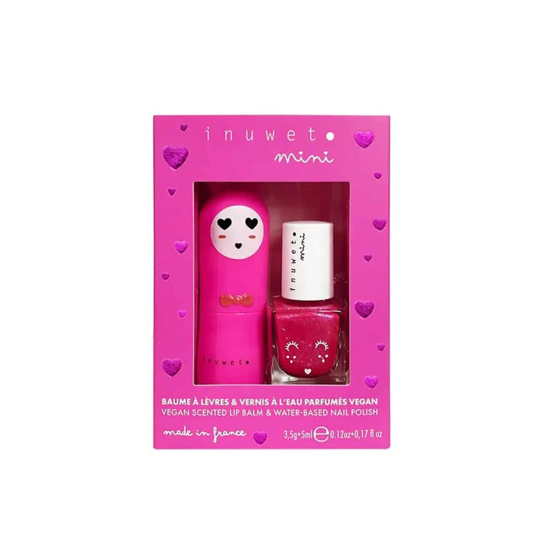 Inuwet Fuchsia Lip Balm & Water Polish Duo Set - Cherry & Strawberry