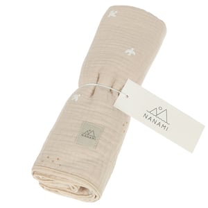 Nanami Musselin Swaddle Bird, beige (100 x 135 cm)