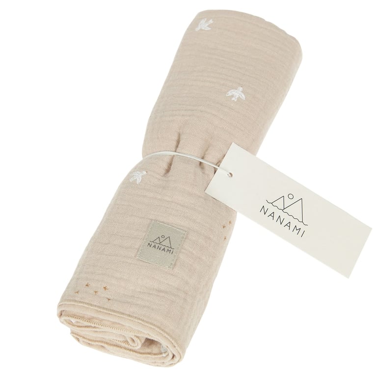 Nanami Musselin Swaddle Bird, beige (100 x 135 cm)