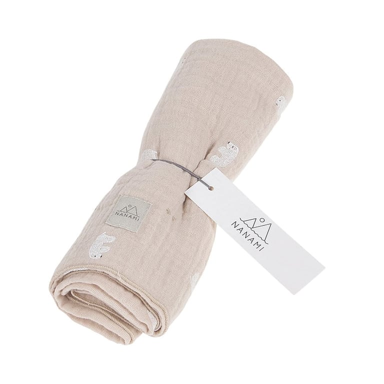 Nanami Musselin Swaddle Eisbär, naturel (100 x 135 cm)