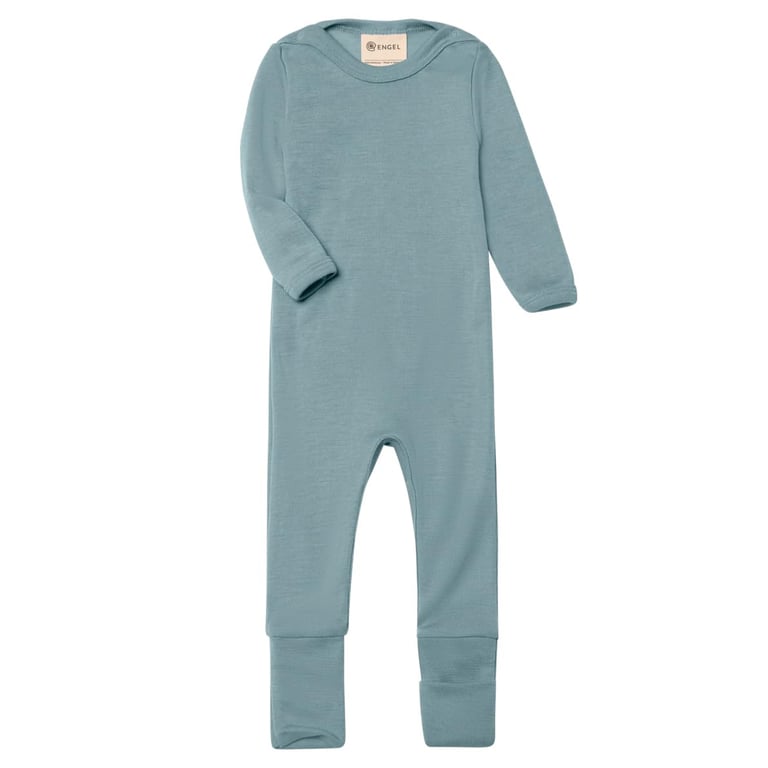 Engel Baby-Schlafoverall mit Umschlägen an den Füßen, bergblau