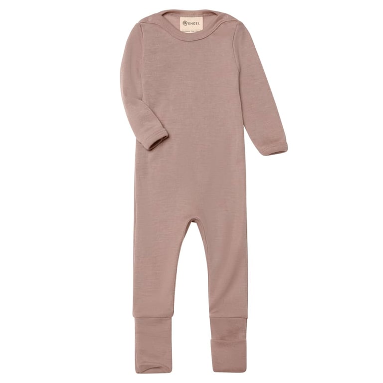 Engel Baby-Schlafoverall mit Umschlägen an den Füßen, dustyrose