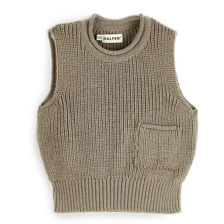 Halfen Grobstrick Pullunder mit Tasche, nuss