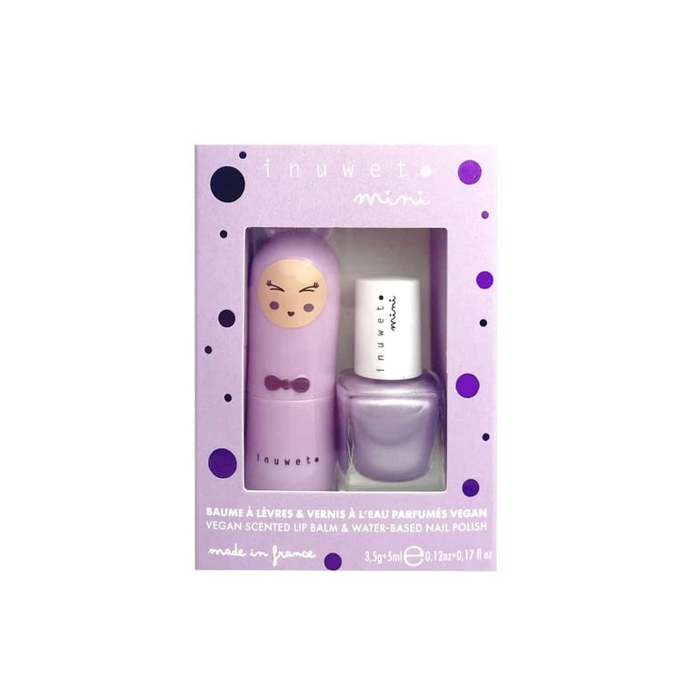 Inuwet Lip Balm & Nail Polish Set, Marshmallow & Blueberry