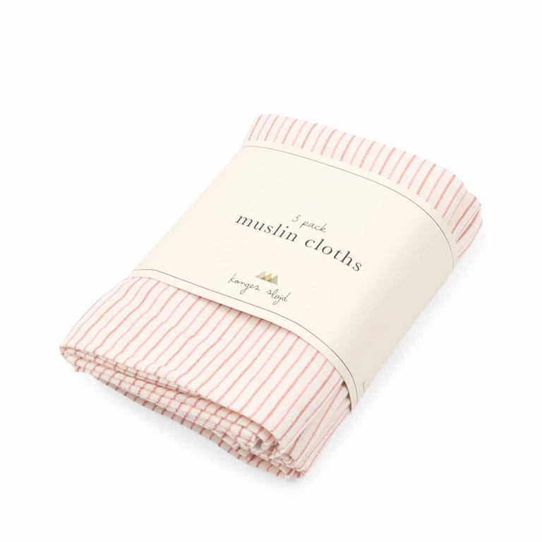 Konges Sløjd Musselin-Tücher 3er Pack, Stripie Petite Rose 1