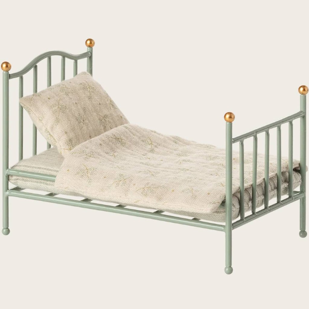 Maileg Vintage Einzelbett, Maus - Mint