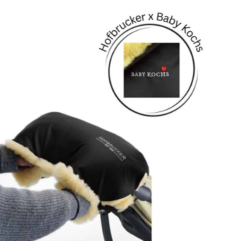 Hofbrucker x Baby Kochs Love Lammfellhandwärmer, schwarz
