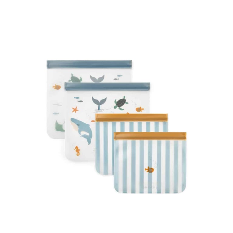 Liewood Wiederverwendbare Food Bags (4er-Pack), Sea creature/ Sandy