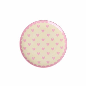 Rice Kleiner runder Kuchenteller Favorite Hearts Print, rosa