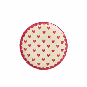 Rice Kleiner runder Kuchenteller Favorite Hearts Print, rot