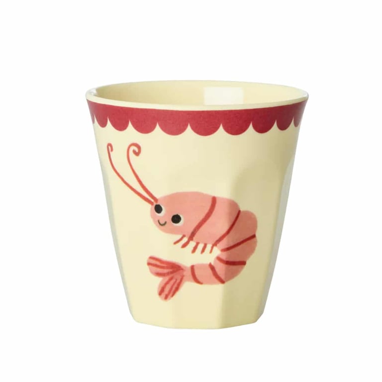 Rice Melamin Medium Kinderbecher Coral Shrimp Print