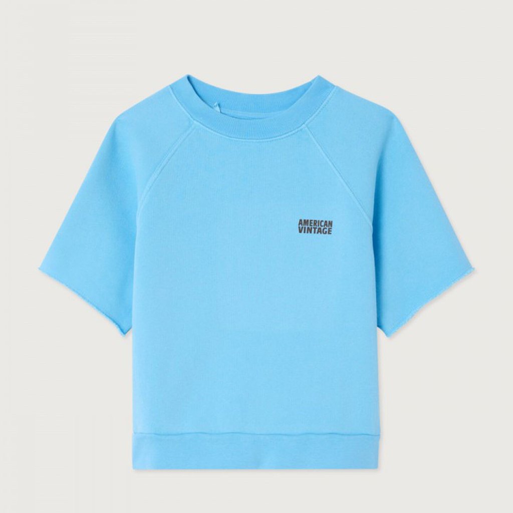 American Vintage Kurzarm-Sweatshirt, Bleu Ciel Vintage