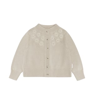 Leevje Strickcardigan mit Blumenstickerei, cappuccino