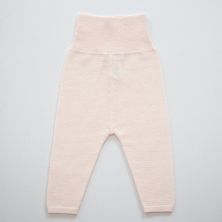 Papa Lobster Kaschmir-Babyhose Ministripe, rosé- weiß