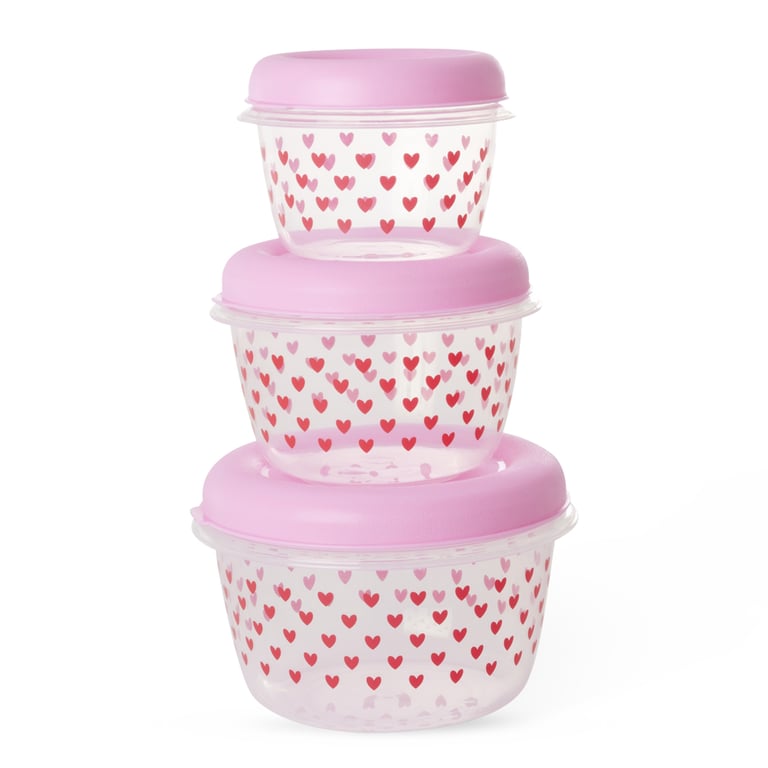 Rice Lebensmittelboxen rund Hearts pink (3er-Set)