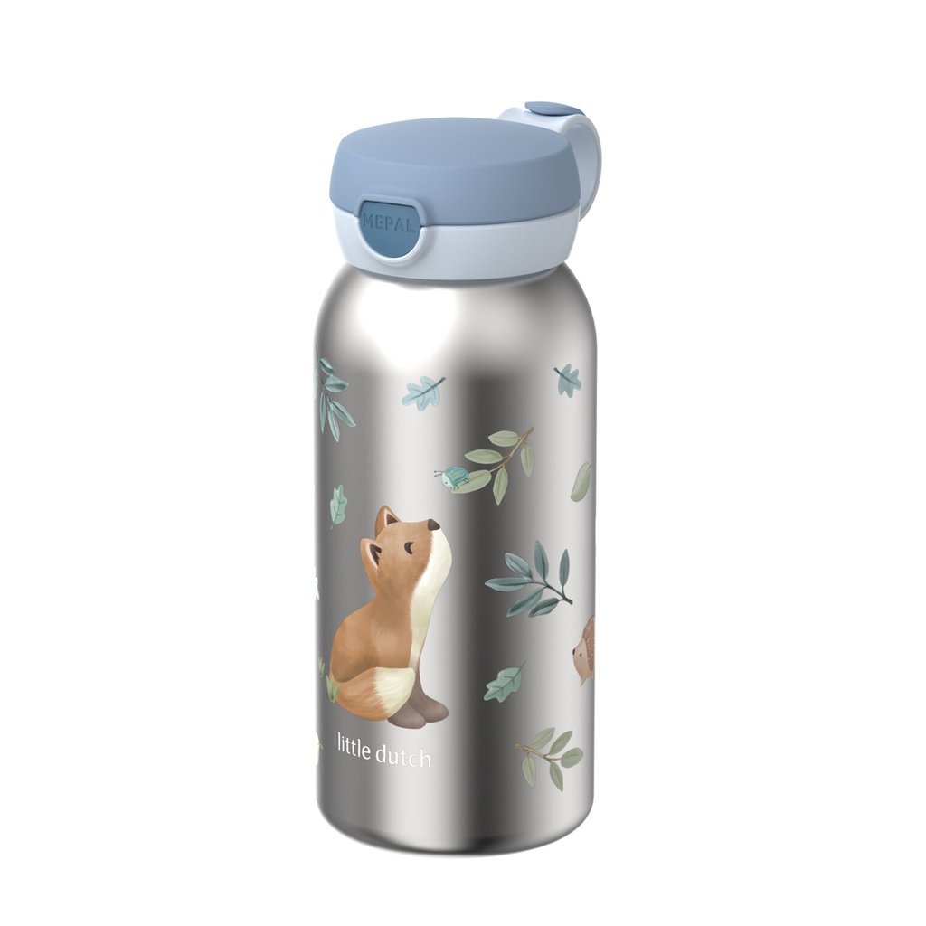 Mepal Edelstahl Trinkflasche Campus mit Klappdeckel 600ml, Little Dutch Forest Friends