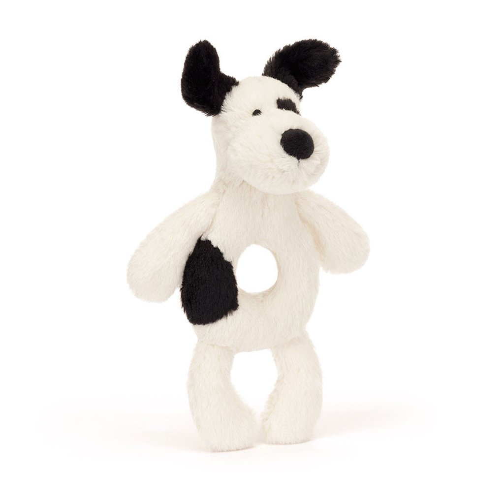 Jellycat Rassel Bashful Black & Cream Puppy Ring Rattle
