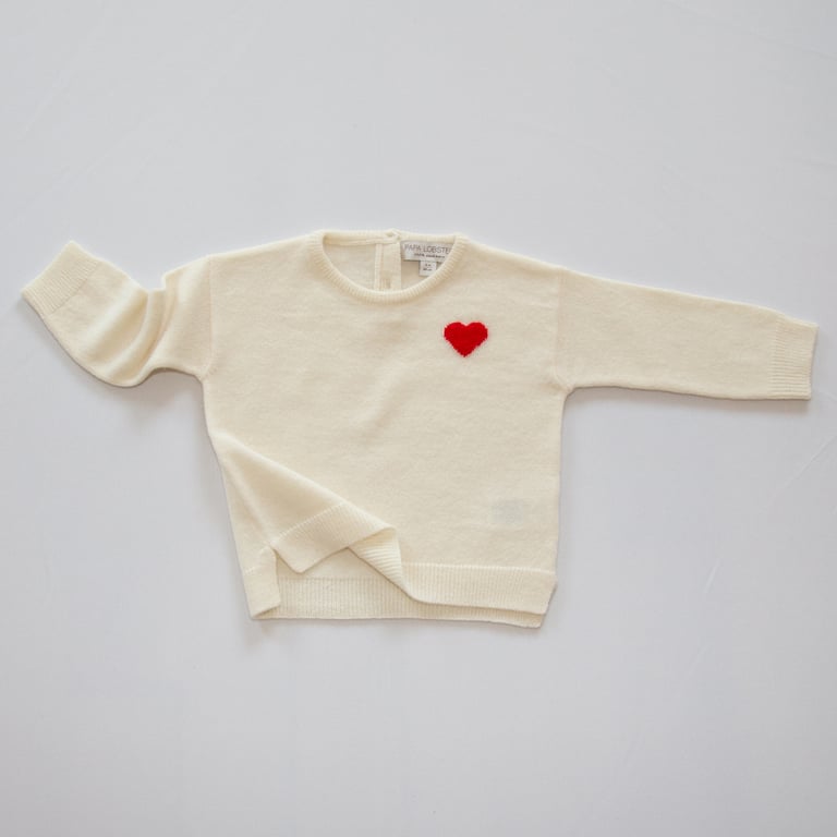 Papa Lobster Pullover Little Heart, naturweiß + rot 1