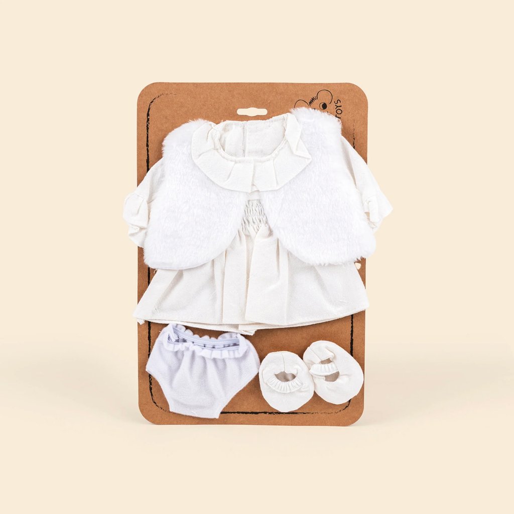 Egmont Toys Puppenbekeidung Elfenbeinfarbenes Puppenkleid mit weißer Weste