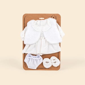 Egmont Toys Puppenbekeidung Elfenbeinfarbenes Puppenkleid mit weißer Weste