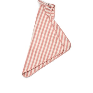 Liewood Kapuzen-Badetuch Albert, Coral blush/ creme de la creme stripe 1
