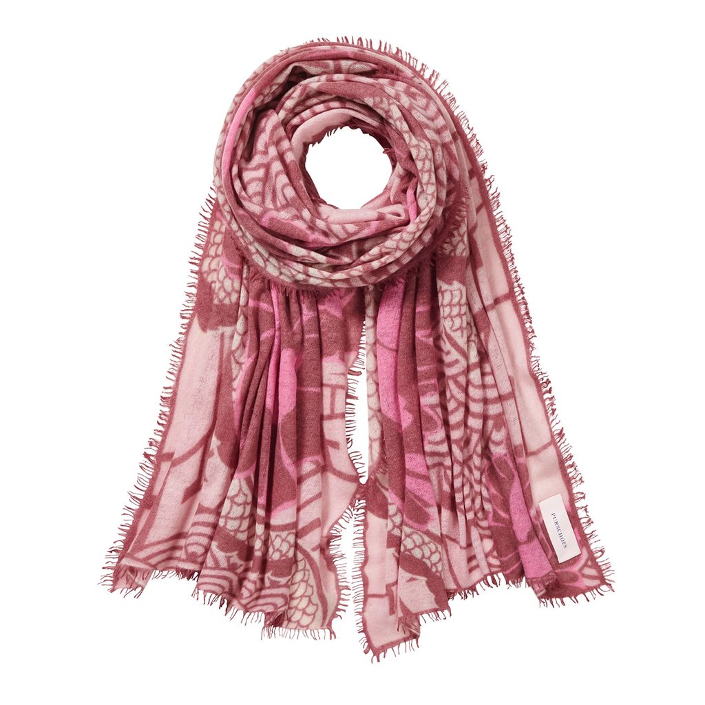 Purschoen Kaschmir Schal Tokyo Garden dirty rose fog rose bedruckt
