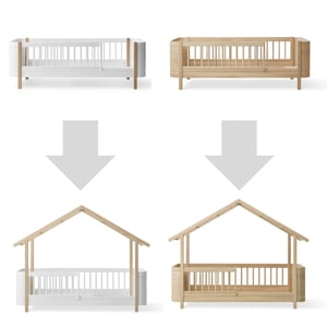 Oliver Furniture Mini+ Babybett inkl. Umbauset Juniorbett zum Hausbett, Eiche & weiß/Eiche