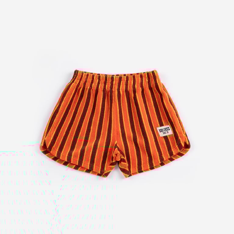 Bobo Choses Frottee Shorts Striped Brick, orange