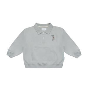 Leevje Unisex Oversized Polo Sweatshirt mit Kängurutasche, soft green