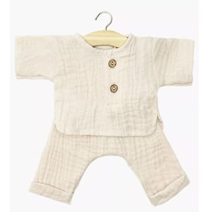 Minikane Puppenbekleidung Andrea-Set mit langen Ärmeln aus masticfarbener Baumwollgaze