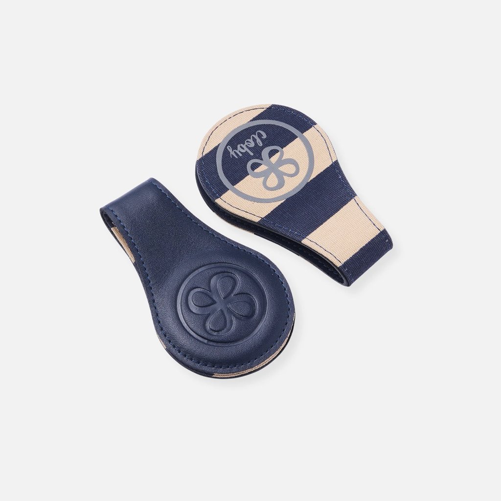 Cloby Magnet-Clips, 2er Set - Leder navy blue/ stripe 3