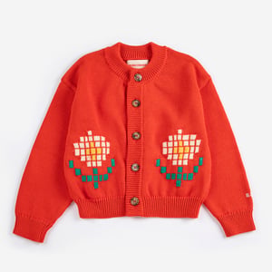 Bobo Choses Cardigan Strickjacke Pixel Daisy, red