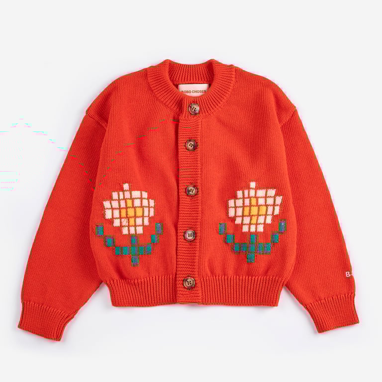 Bobo Choses Cardigan Strickjacke Pixel Daisy, red