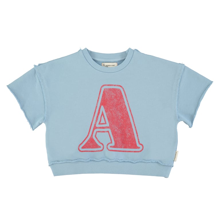 Piupiuchick Kurzarm-Sweatshirt, blue mit A-print
