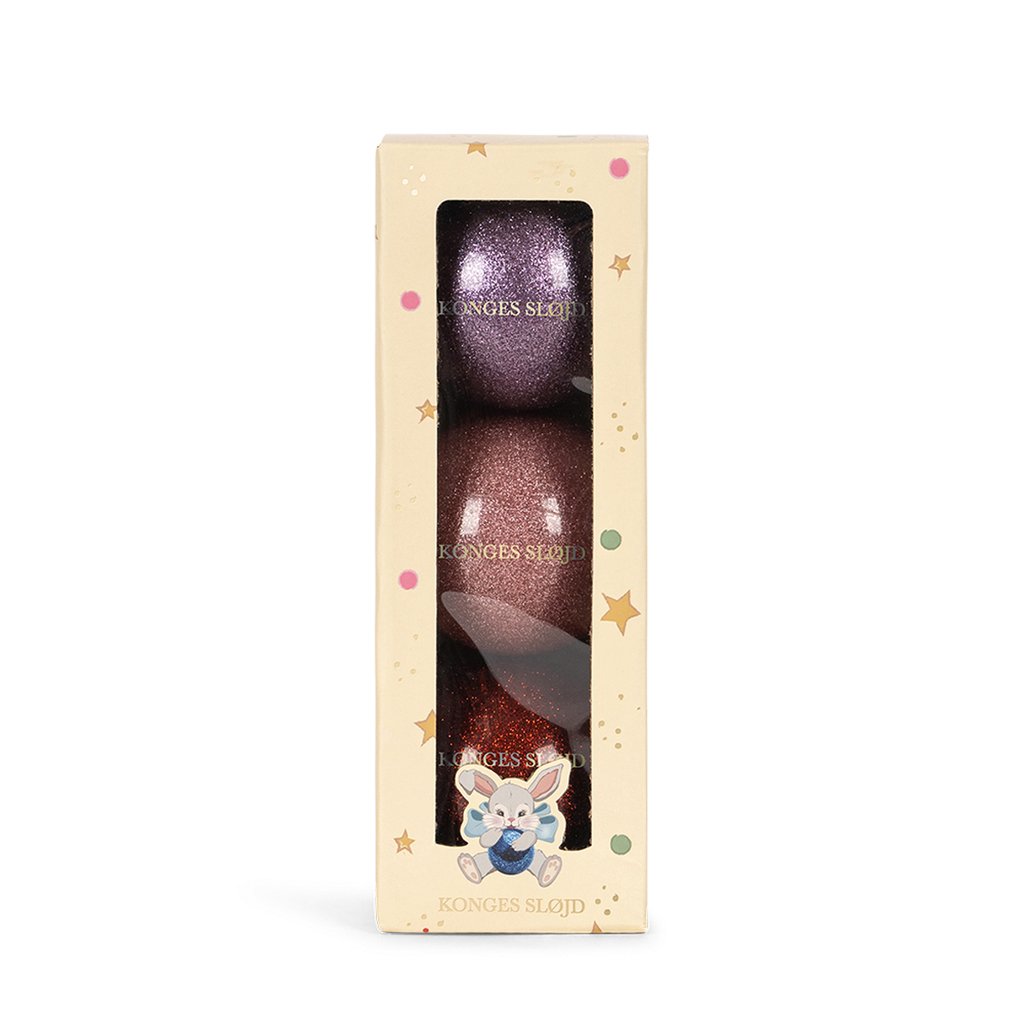 Konges Sløjd Glitzer Bälle (3er Pack), Red