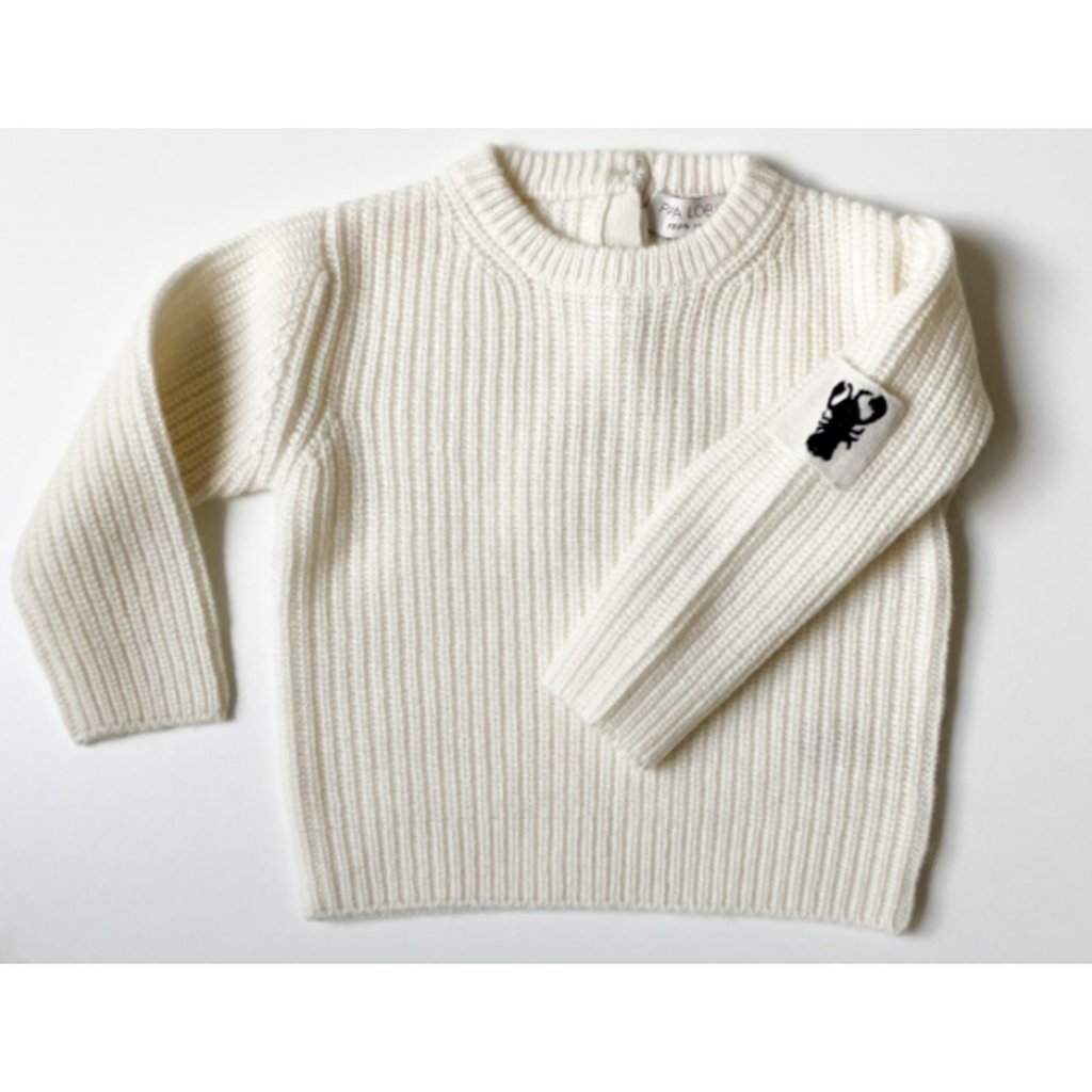 Papa Lobster Pullover Jenson, weiß + dunkelblau
