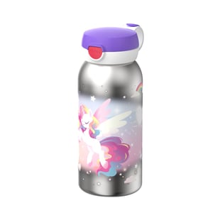 Mepal Edelstahl Trinkflasche Campus mit Klappdeckel 600 ml, Unicorn Glow