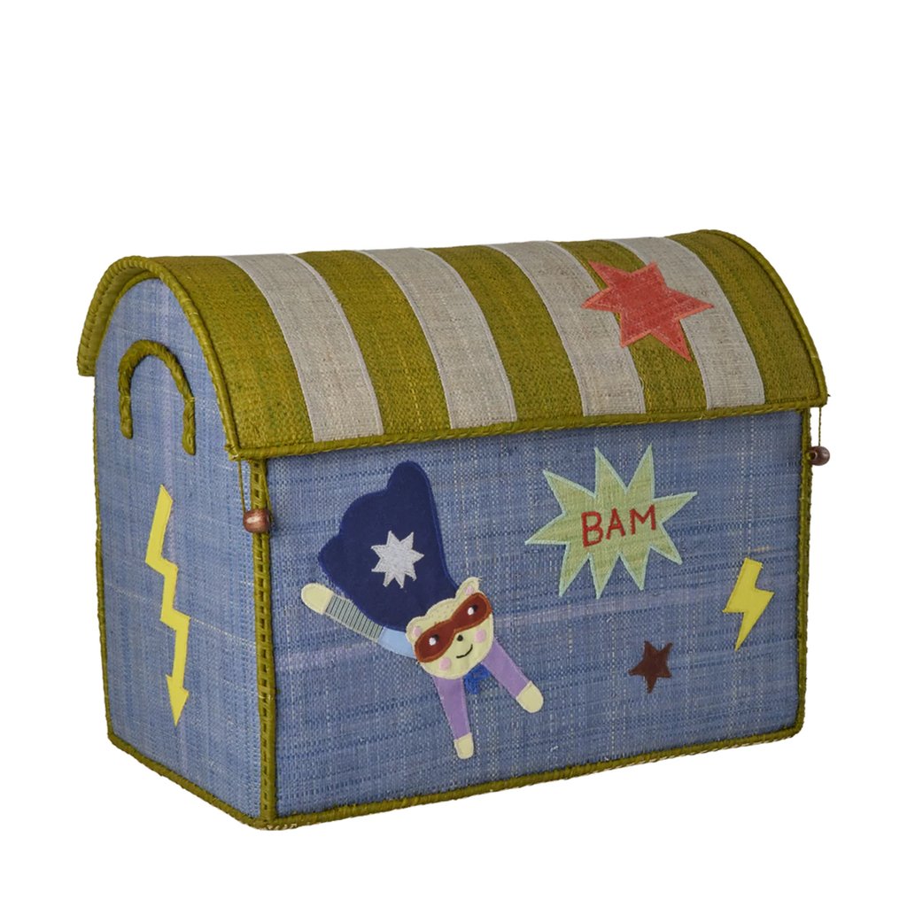 Rice Raffia Medium Aufbewahrungshaus mit Hero Theme, blue