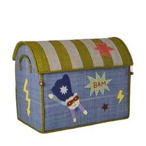 Rice Raffia Medium Aufbewahrungshaus mit Hero Theme, blue