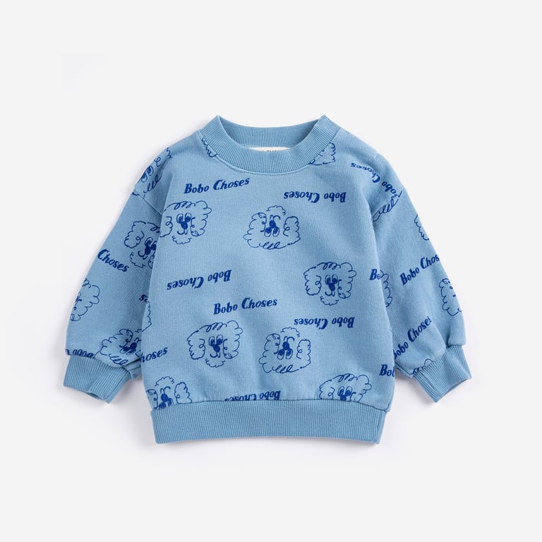 Bobo Choses Sweatshirt Pickles The Dog all over, Prussian Blue