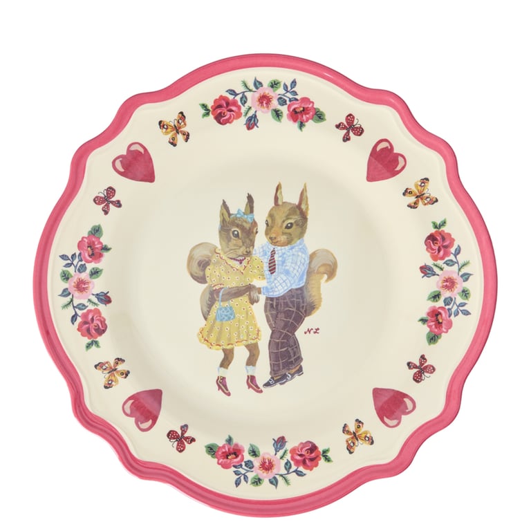 Rice Melamin Vintage Dinner Teller Nathalie Lété Print, Red Kiss