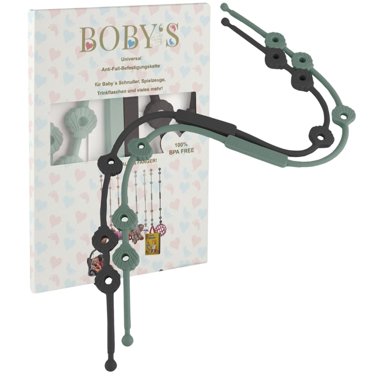 Boby's Spielzeug- und Schnullerhalter Alles-Fänger sage/ dark grey